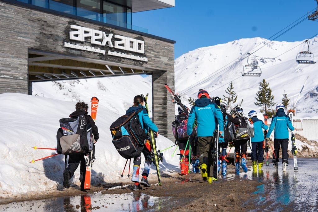 Ski racers lining up at Apex2100 for training
