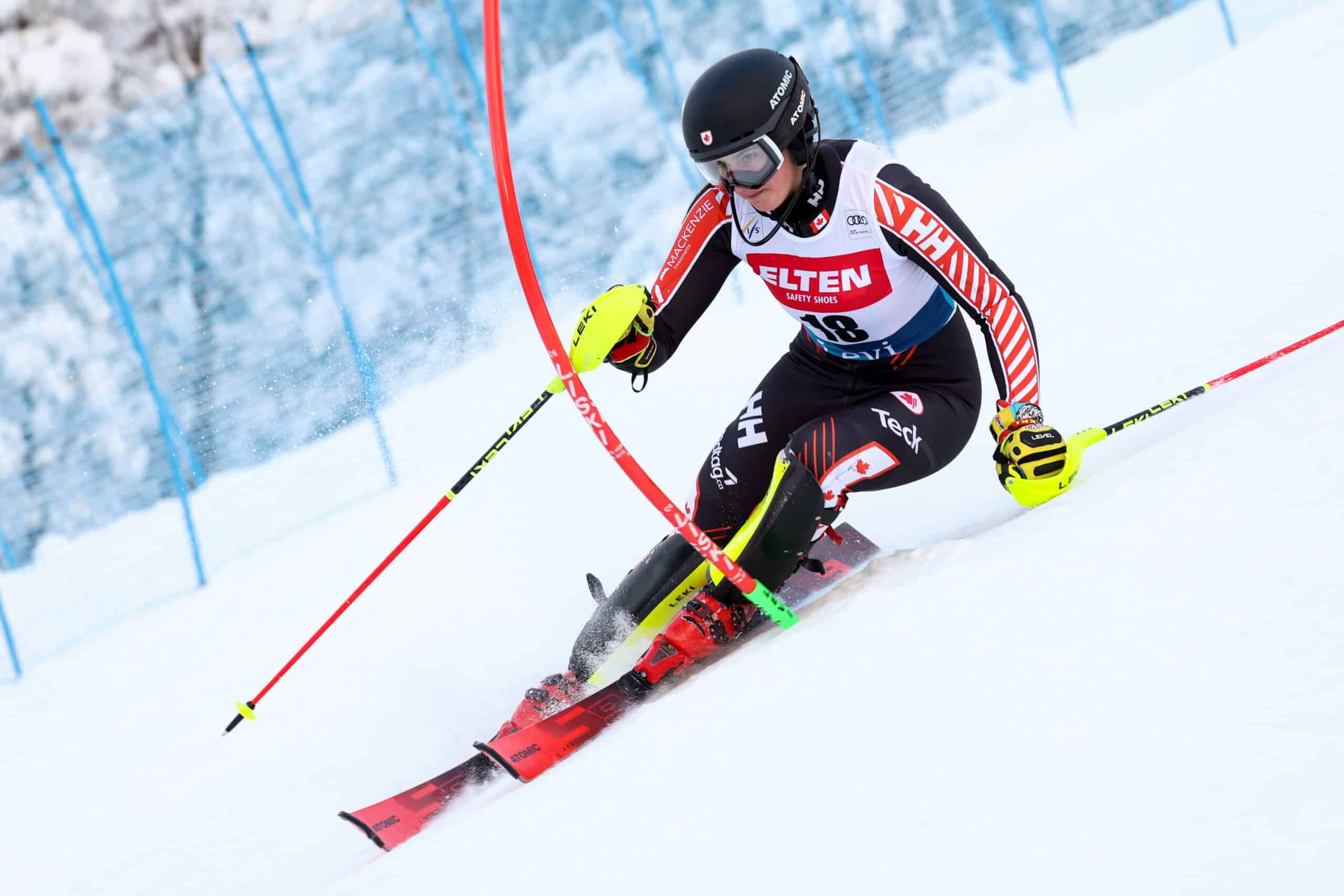 LEVI,FINLAND,11.NOV.23 - ALPINE SKIING - FIS World Cup, slalom, ladies. Image shows Ali Nullmeyer (CAN)
