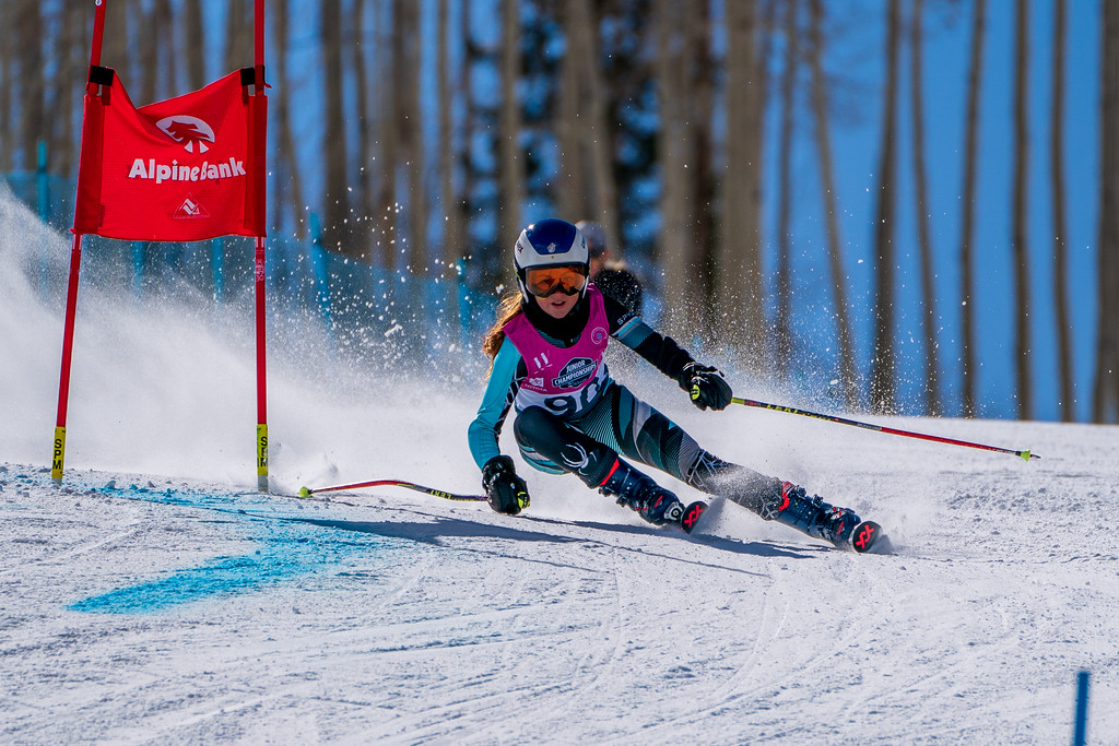 A Winter Park Competition Center athlete racing down the mountain.